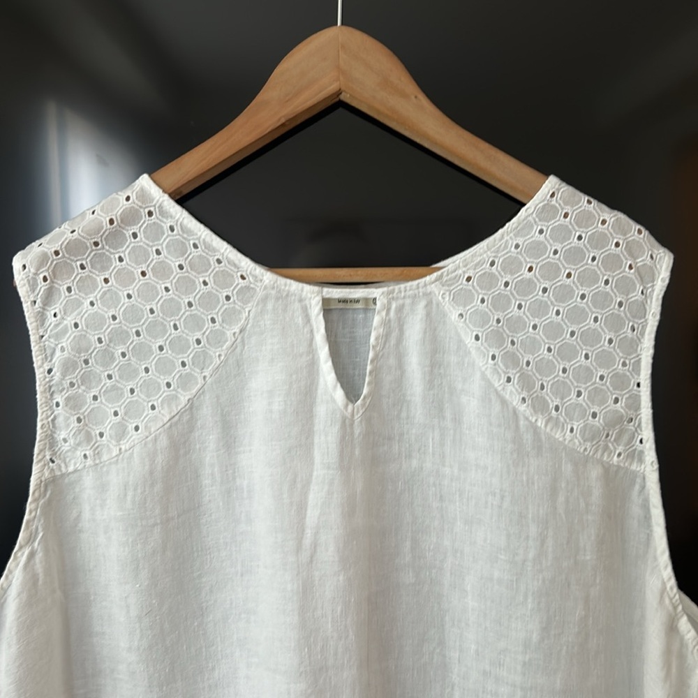 Terzo Millennio Made in Italy White Linen Sleeveless Tunic Top Size 3X - Picture 8 of 14